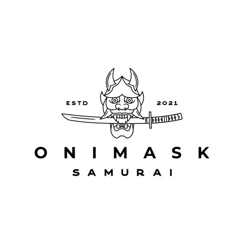 Vintage line art japanese samurai mask Vector Image