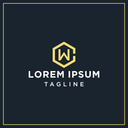 WC or CW Hexagon Logo - Initial Branding vector image