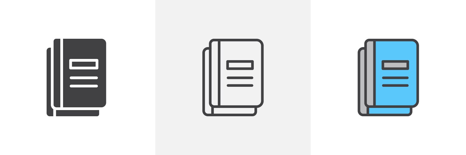 Book copy line icon set Royalty Free Vector Image