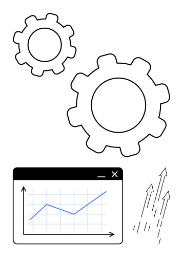 Data analytics visualization with gears and growth vector image