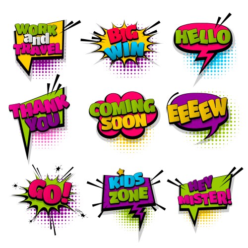 Pop art comic text speech bubble Royalty Free Vector Image
