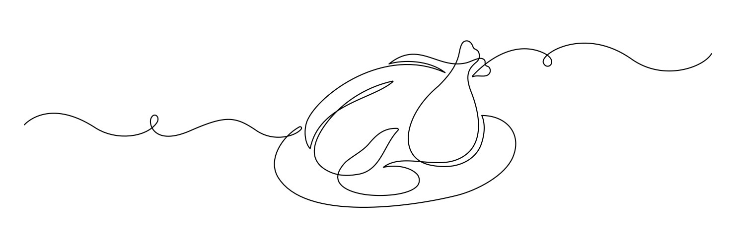 Roasted chicken or turkey in one continuous line Vector Image