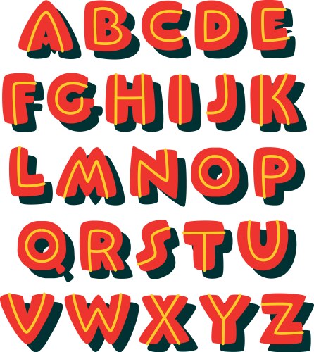 Bold Comic Alphabet Font - Doodle Style Vector Image