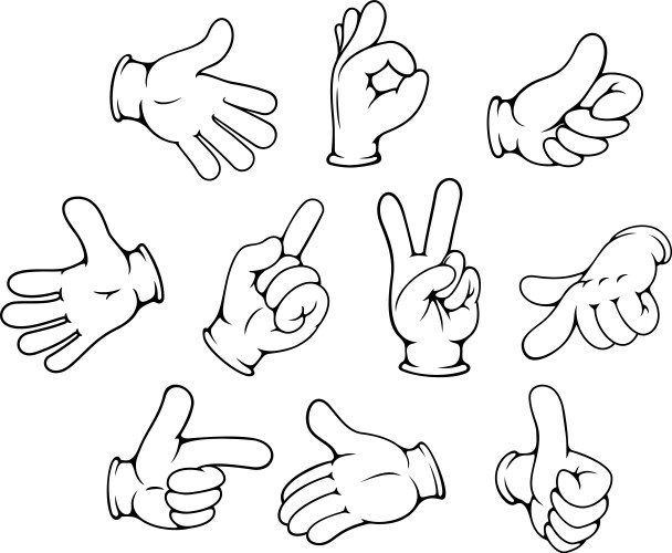 Cartoon hand gestures set vector image