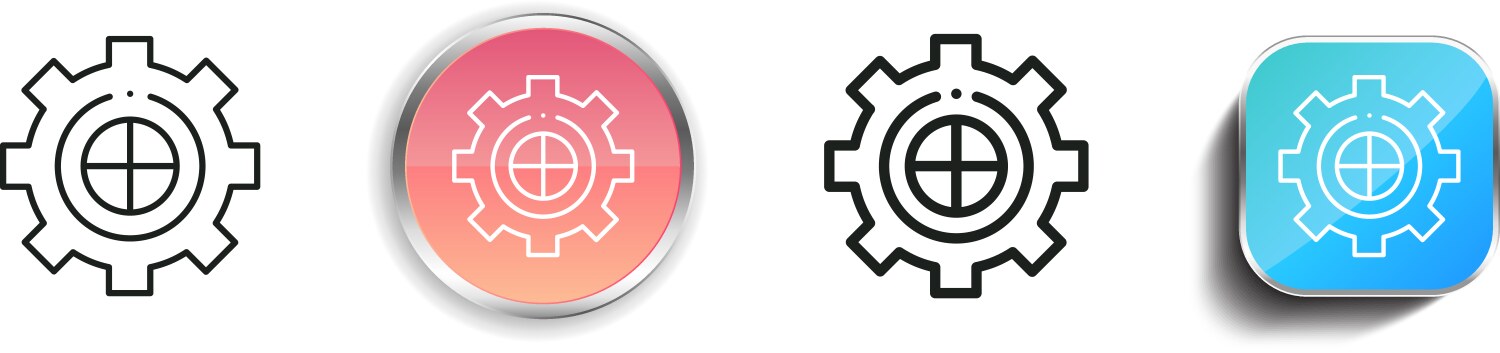Gear icon thin linear regular and button style vector image