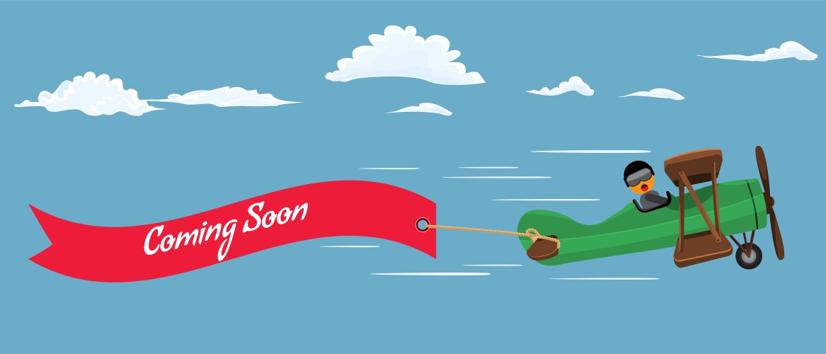 Kid flying plane with banner Royalty Free Vector Image