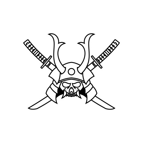 Vintage line art japanese samurai mask Vector Image