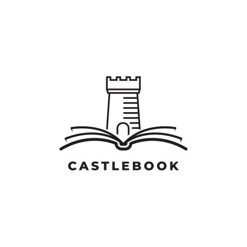 Castle with book logo design symbol v vector image