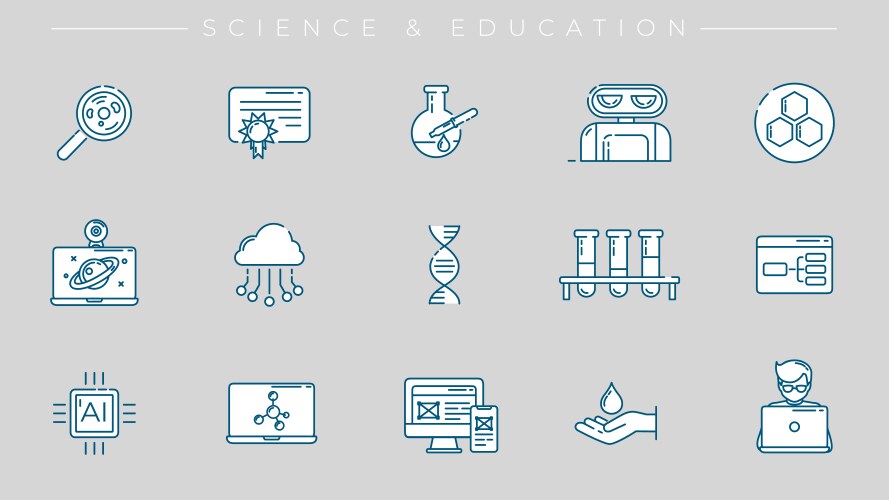 Science and education concept line style vector image