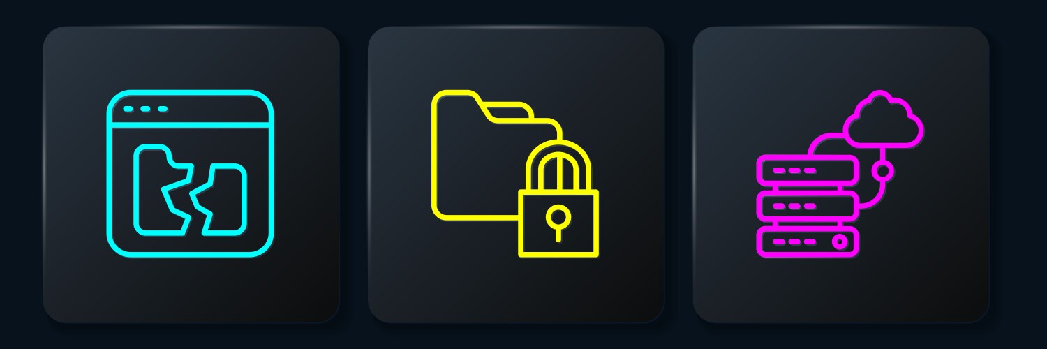Set line broken file network cloud connection vector image