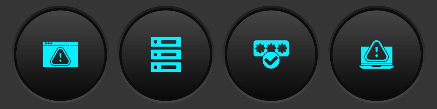Set browser with exclamation mark server data vector image