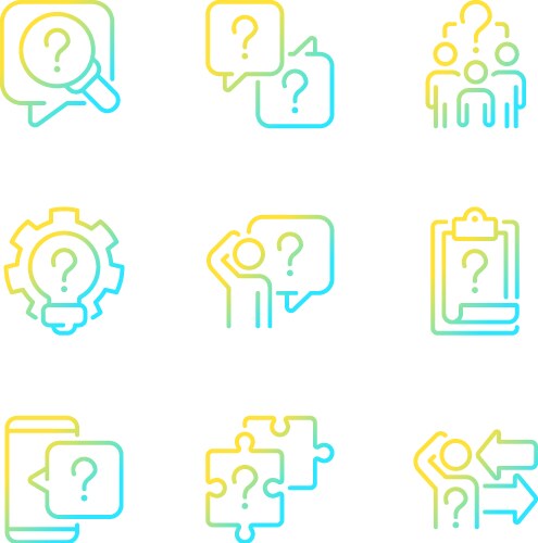 Solving different questions gradient linear icons vector image