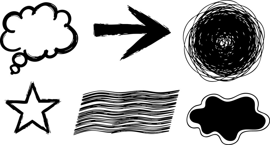 Hand-Drawn Sketch Icons - Thoughts & Ideas Vector Image