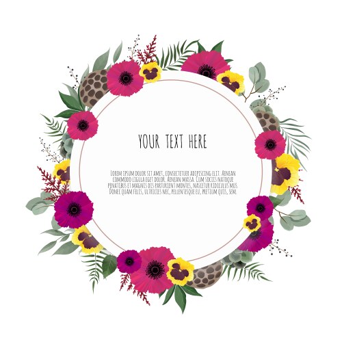 Round frame card design for greeting or invitation