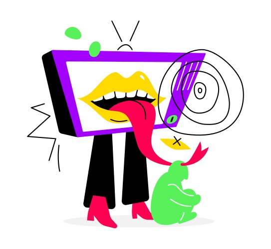 Television brainwashing - colorful flat design vector image