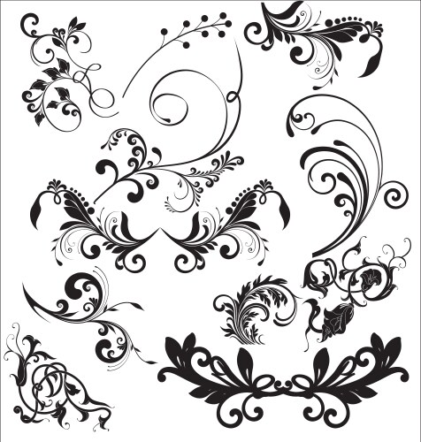 Set of swirl elements for design calligraphic Vector Image