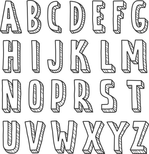 Black and white alphabet hand drawn outline abc Vector Image