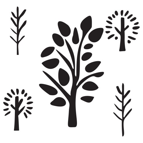 Set of tree motifs in low brow style vector image