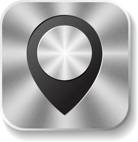 Metal square button with round pointer vector image