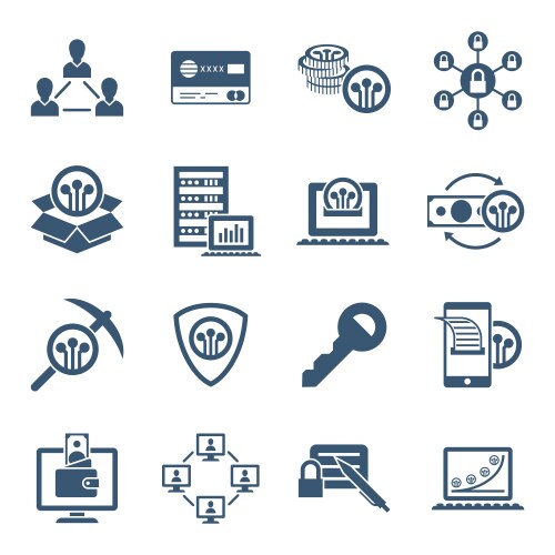Digital line icons set blockchain pack vector image