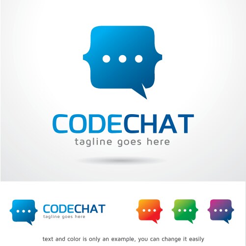 code chat logo template vector