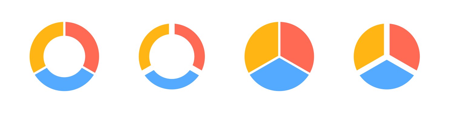 Colorful circular graphs showing segmented data vector image
