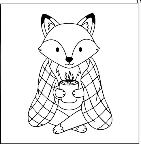 Cozy Cartoon Fox with Mug Vector Image