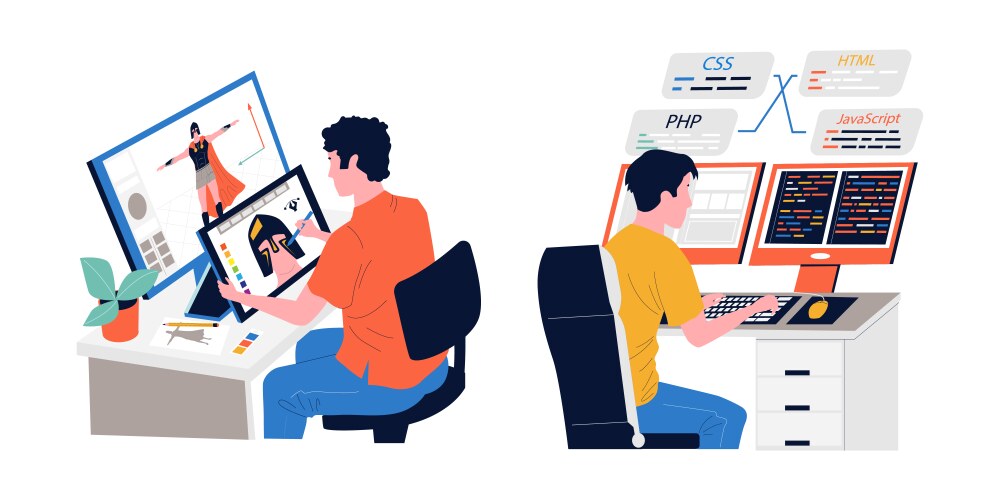 Game Developers Coding vektorbild
