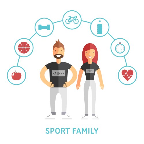 Happy sport and healthy family father mother Vector Image