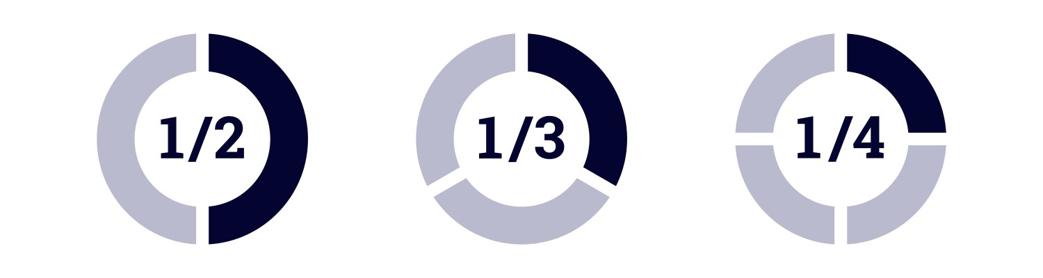 Visual representation of fractions with three vector image