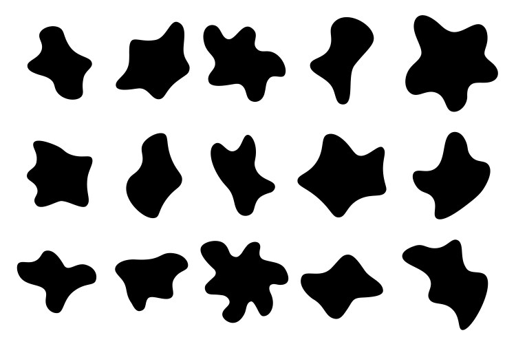 Set of abstract fluid blob shapes in black vector image