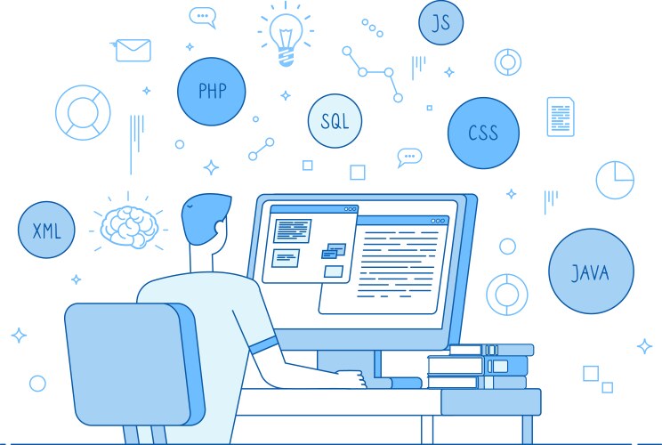 Coder Working on Website vector image