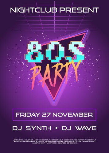 80s retro flyer invitation vector image