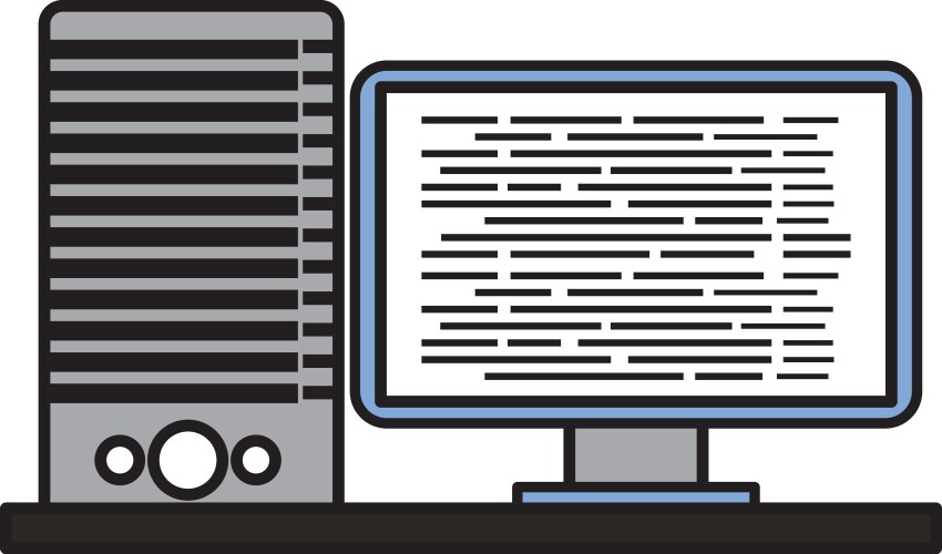 Computer server software code data programming vektorbild