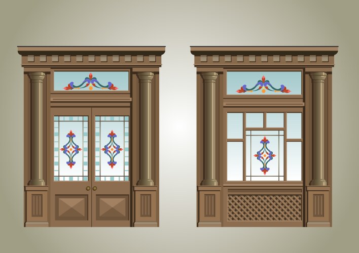Storefront entrance door and windows Royalty Free Vector