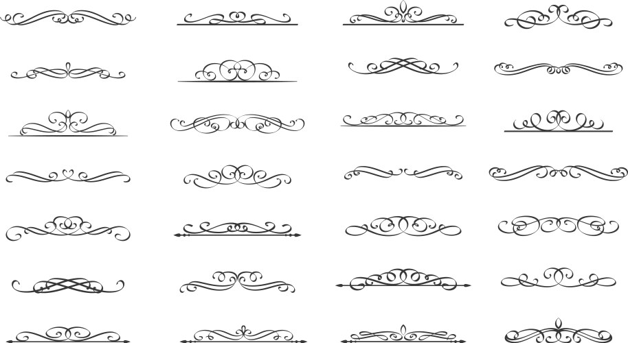 calligraphic swirls dividers vector