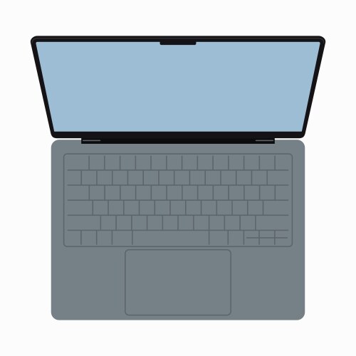 Open laptop with display and keyboard top view vector image