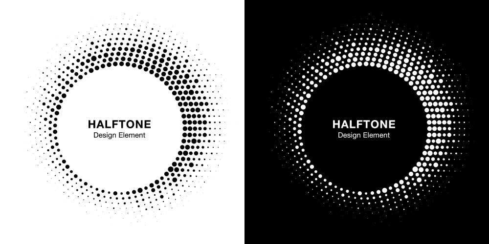 Halftone circle frame emblem design element vector image