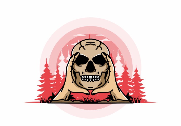 Two hand holding a skull badge Vector Image