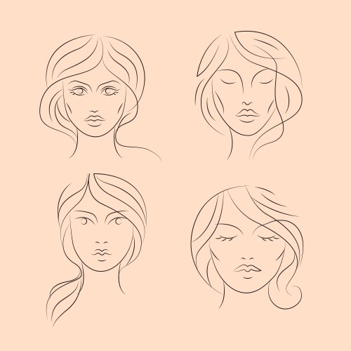 Women icon set logo flat design paintbrush hand vector image