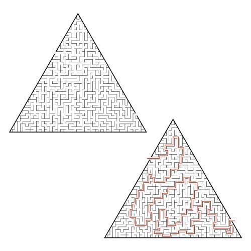 Difficult Triangular Labyrinth vector image