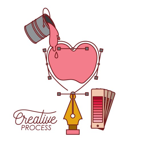 Nib design a heart with paint bucket spilling vector image