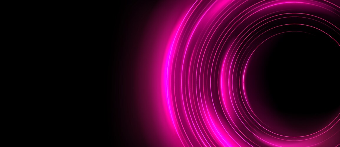 Pink planet ring neon light effect with sparkle vector image