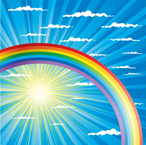 Rainbow color line rays background Royalty Free Vector Image