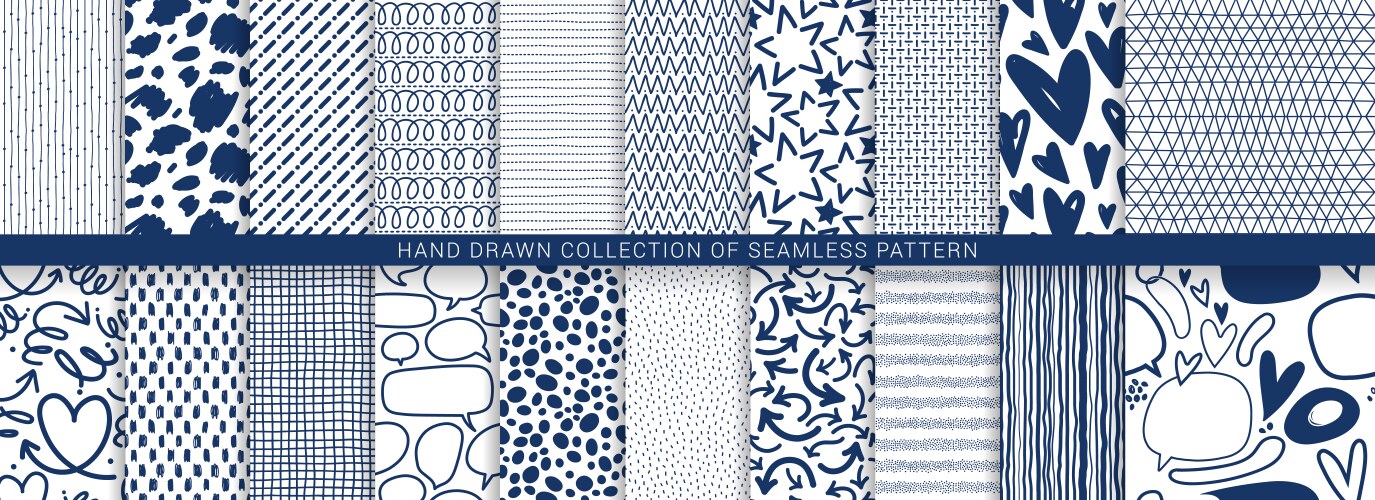 big collection of hand drawn seamless patterns vector image