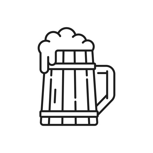 Mug of frosty dark light beer isolate outline icon Vector Image