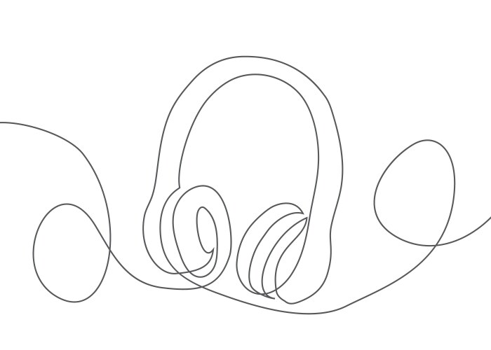 Single Line Headphones Vector Image
