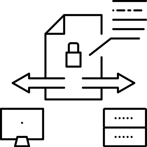 Secure file upload computer server line icon vector image