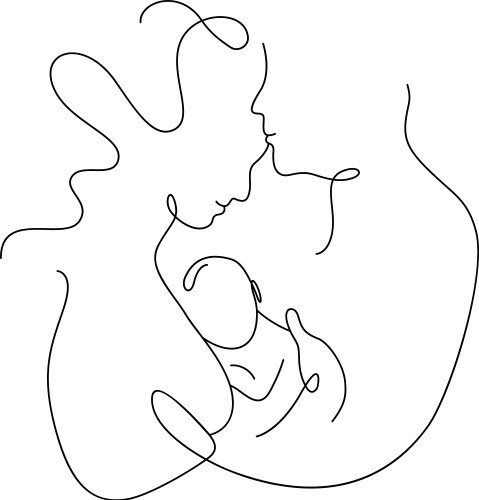 Continuous Line Family Art Vector Image