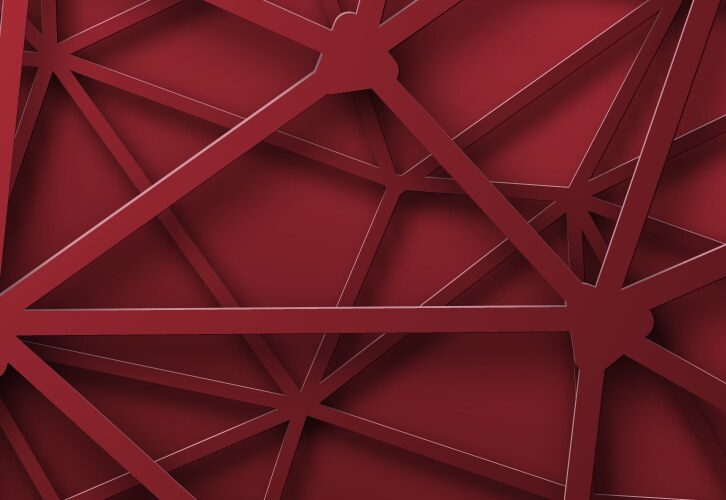 Red background of tangled lines with intersection vector image